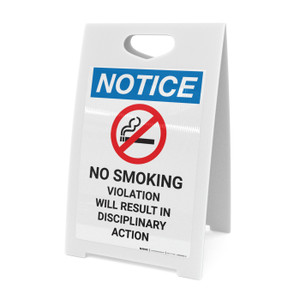 Notice: No Smoking Violation Will Result in Disciplinary Action with Icon - A-Frame Sign