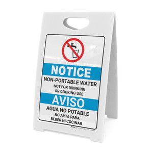Notice: Non Potable Water Bilingual Spanish ANSI with Icon - A-Frame Sign