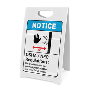 Notice: OSHA NEC Electrical Panel Regulations ANSI with Graphic - A-Frame Sign