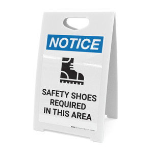Notice: Safety Shoes Required In This Area with Icon - A-Frame Sign