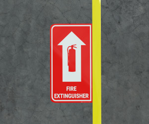 Fire Extinguisher with Arrow - Floor Marking Sign