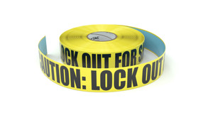 Caution: Lock Out For Safety - Inline Printed Floor Marking Tape
