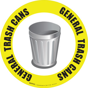 (Yellow) General Trash Can Floor Sign