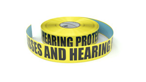 Safety Glasses And Hearing Protection Required - Inline Printed Floor Marking Tape