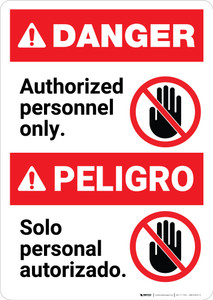 Bilingual Authorized Personnel Only Spanish - Portrait Wall Sign