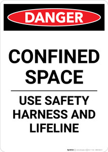 Confined Space Use Safety Harness - Portrait Wall Sign