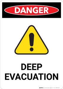 Deep Evacuation with Hazard Icon - Portrait Wall Sign