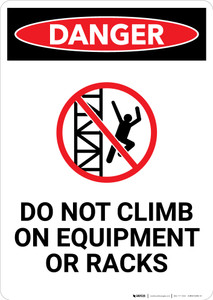 Do Not Climb On Equipment or Racks With Icon - Portrait Wall Sign