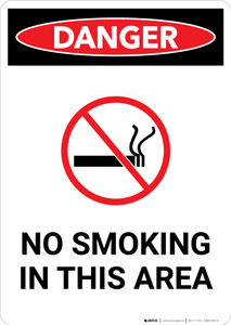 Flammable No Smoking In This Area Sign With Icon - Portrait Wall Sign