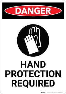 Hand Protection Required with Icon - Portrait Wall Sign