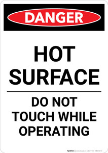 Hot Surface Do Not Touch - Portrait Wall Sign