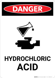 Hydrochloric Acid with Icon - Portrait Wall Sign