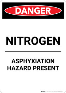 Nitrogen Asphyxiation Hazard Present - Portrait Wall Sign