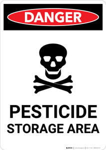 Danger: Pesticide Storage Area with Icon - Portrait Wall Sign