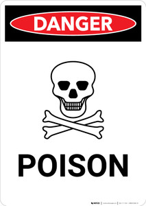 Danger: Poison with Icon - Portrait Wall Sign