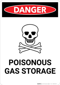 Danger: Poisonous Gas Storage with Icon - Portrait Wall Sign