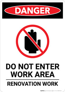 Renovation Work Do Not Enter with Icon - Portrait Wall Sign