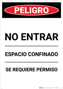 Spanish Permit Required No Entry - Portrait Wall Sign