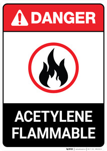 Acetylene Flammable ANSI - Portrait Wall Sign