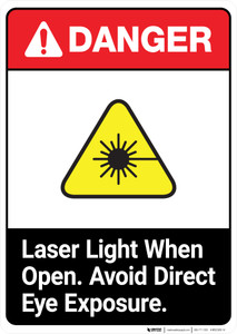 Laser Light When Open ANSI - Portrait Wall Sign
