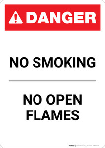 No Smoking No Open Flame ANSI - Portrait Wall Sign