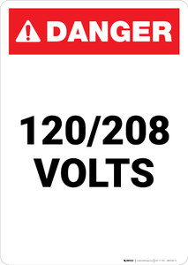 120-208 Volts - Portrait Wall Sign