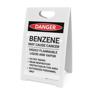 Benzene May Cause Cancer Highly Flammable Liquid - A-Frame Sign