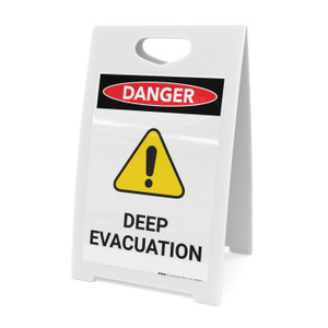 Deep Evacuation with Hazard Icon - A-Frame Sign