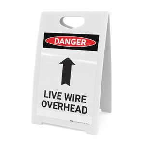Live Wire Overhead with Arrow - A-Frame Sign