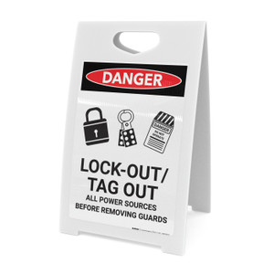 Lock Out Power Before Removing Guards - A-Frame Sign