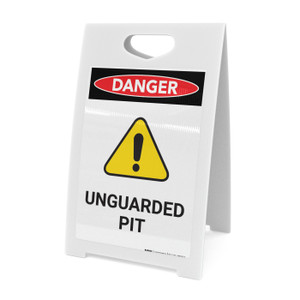 Unguarded Pit with Hazard Icon - A-Frame Sign