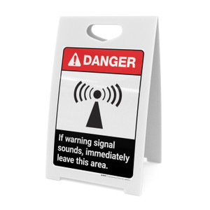 If Warning Signal Sounds Leave Area ANSI - A-Frame Sign