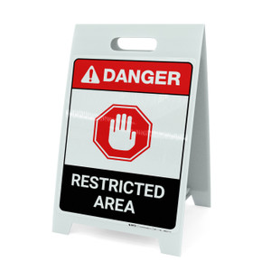 Restricted Area With Icon ANSI - A-Frame Sign
