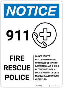 Notice: Emergency Call 911 Portrait