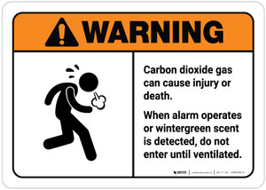 Warning: Carbon Dioxide Gas Can Cause Injury or Death ANSI Landscape