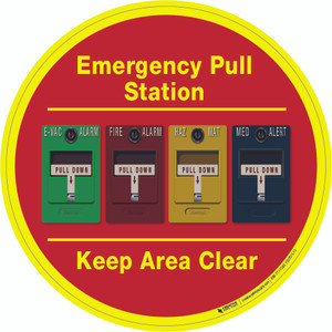 Emergency Pull Station - Keep Area Clear (Multiple Alarms) - Floor Sign