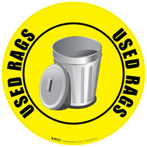 Used Rags (Yellow Circle with Graphic) - Floor Sign