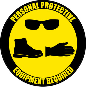 PPE Required - Eyeware, Shoes, Gloves - Floor Sign