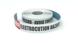 Danger: Electrocution Hazard - Avoid Touching Ground Straps - Inline Printed Floor Marking Tape