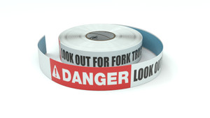 Danger: Look Out For Fork Trucks - Inline Printed Floor Marking Tape