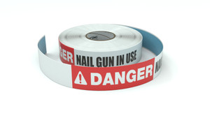 Danger: Nail Gun In Use - Inline Printed Floor Marking Tape