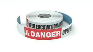 Danger: Open Excavation Ahead - Inline Printed Floor Marking Tape