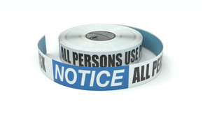 Notice: All Persons Use Pool At Own Risk - Inline Printed Floor Marking Tape