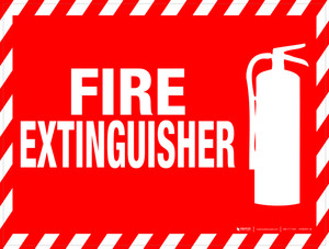 Fire Extinguisher (Rectangle with Hazard Lines) - Floor Sign