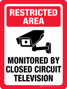 Restricted Area: Monitored by Closed Circuit Television - Floor Sign