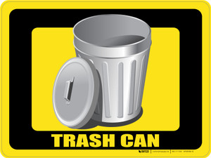 Trash Can (Yellow Rectangle) - Floor Sign Trash Can (Yellow Rectangle) - Floor Sign