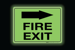 Glow: Fire Exit Arrow Right (Rectangle) - Floor Sign