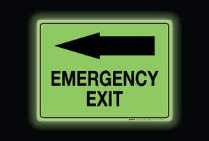 Glow: Emergency Exit Arrow Left (Rectangle) - Floor Sign Glow: Emergency Exit Arrow Left (Rectangle) - Floor Sign