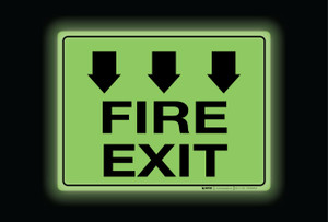 Glow: Fire Exit Arrows Down (Rectangle) - Floor Sign Glow: Fire Exit Arrows Down (Rectangle) - Floor Sign