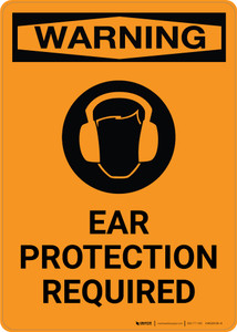 Warning: Ear Protection Required with Icon - Portrait Wall Sign